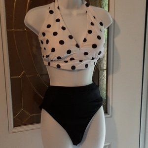Rose Gal polka dot halter top bikini